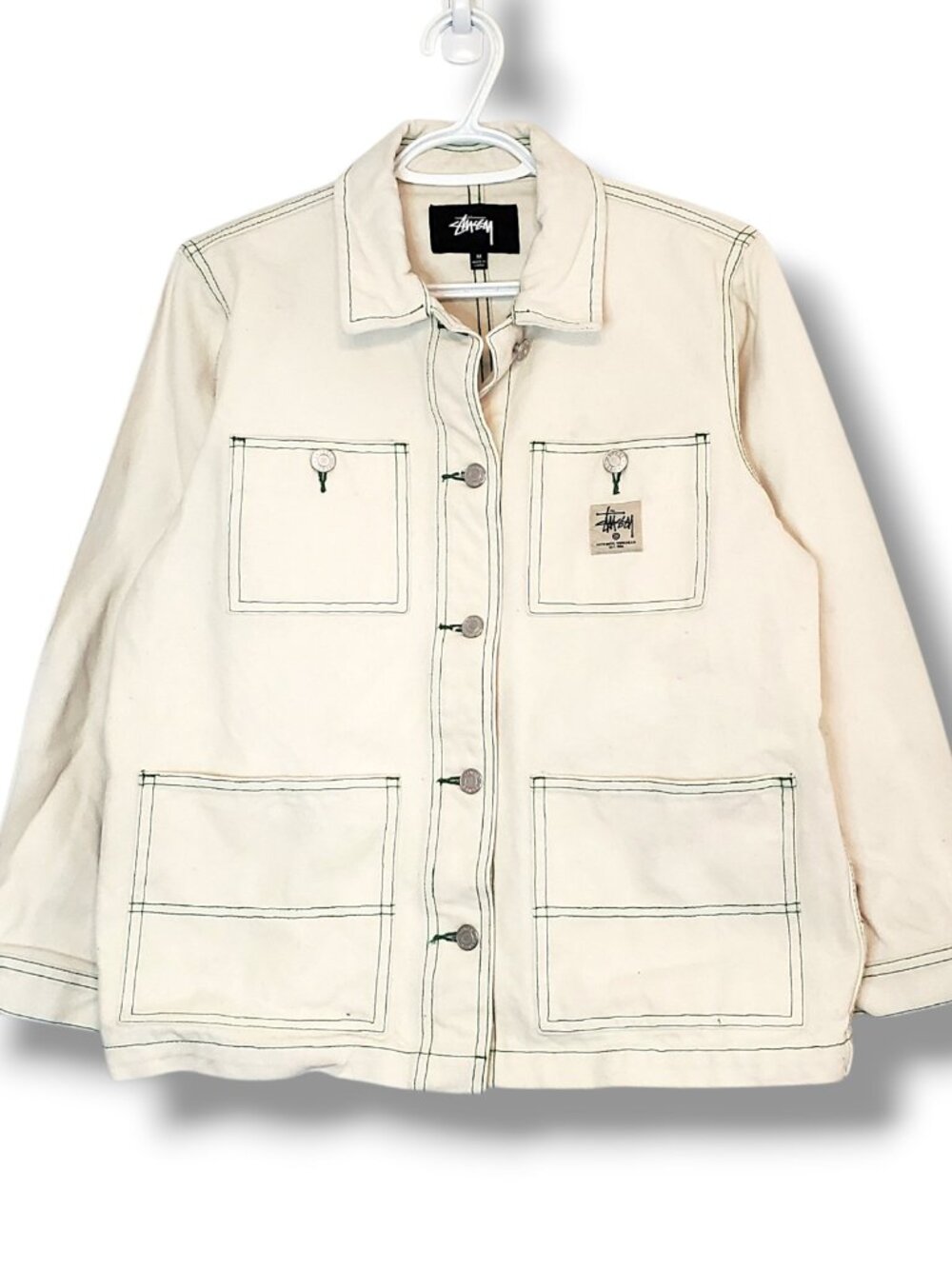 Stussy Wyatt Barn Denim Chore Jacket White Size M